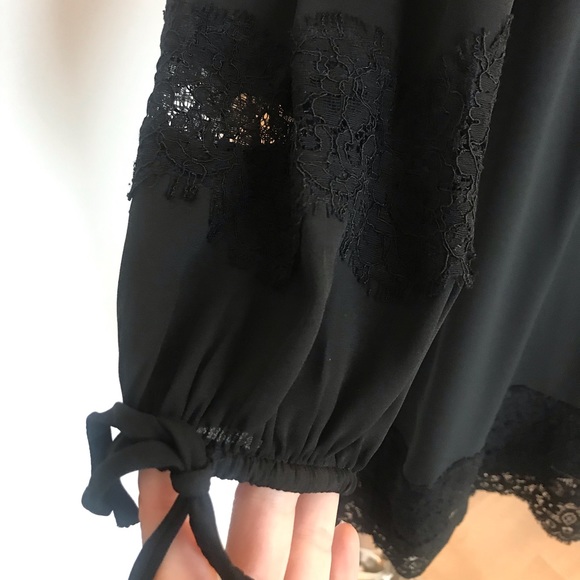LOFT NWT off the shoulder black lace dress size xs - Picture 4 of 5